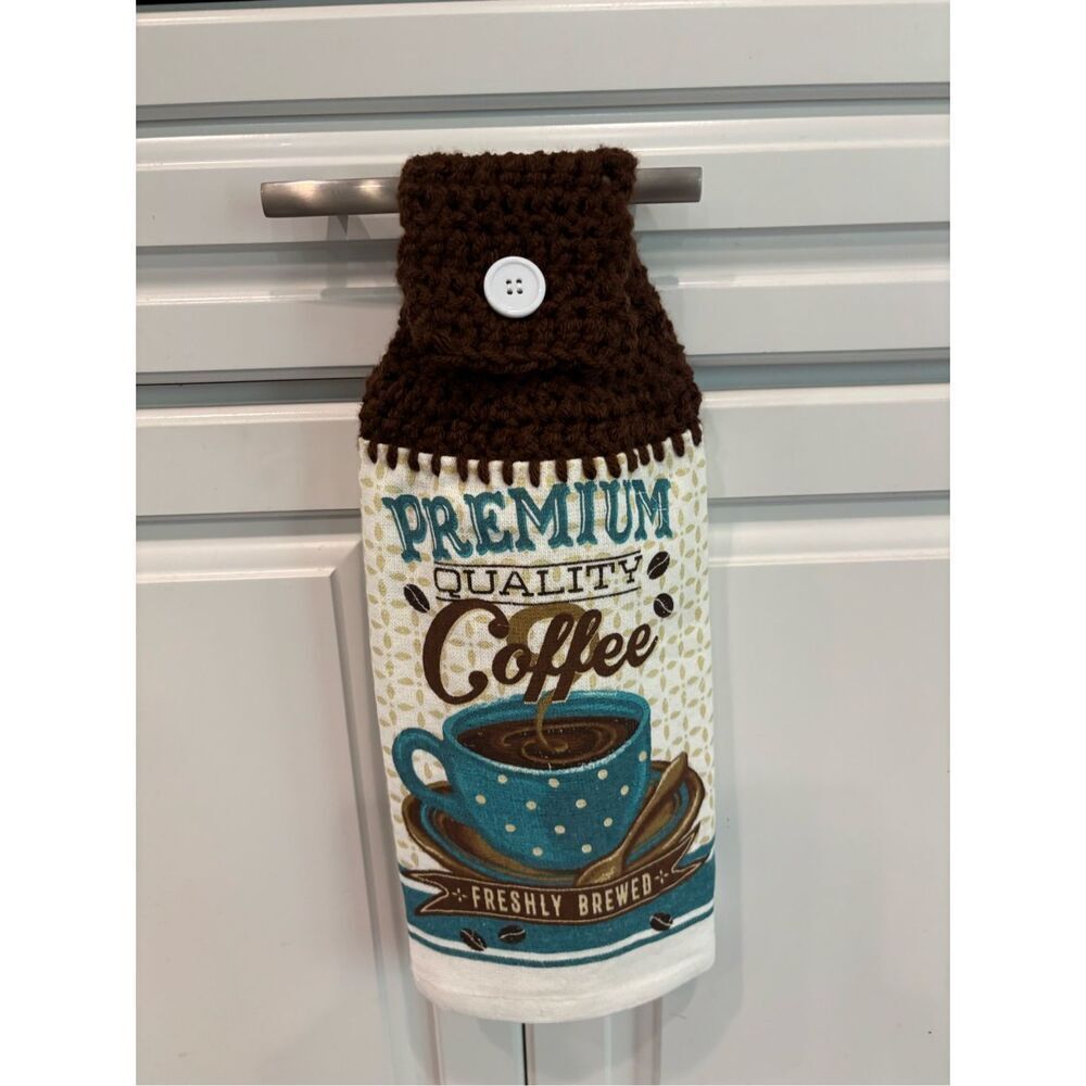 Crochet Top Kitchen Towel- Premium Quality Coffee